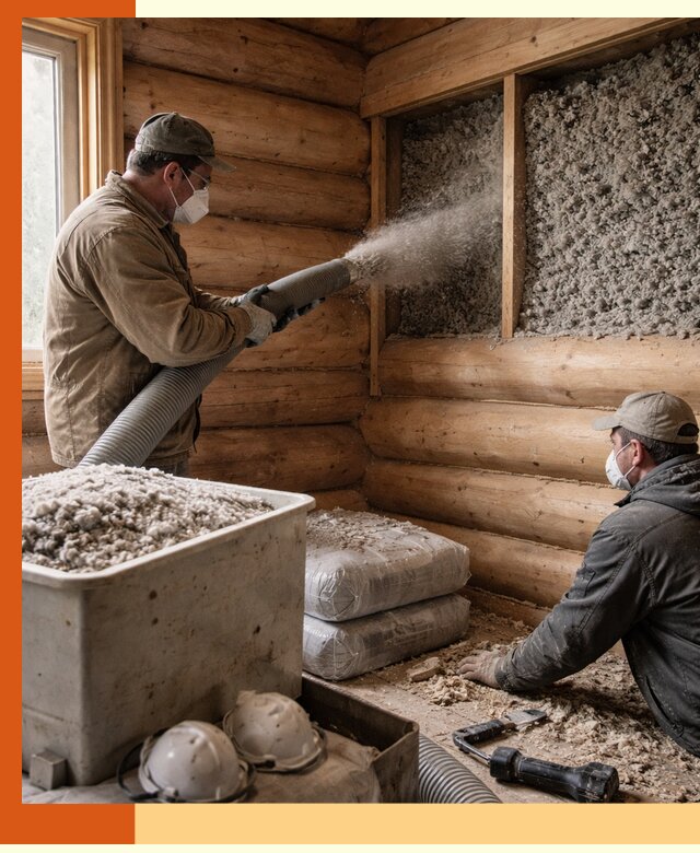 Утепление дома из бруса эковатой в белебее