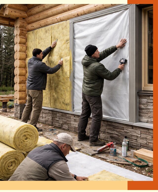 Утепление бревенчатого дома в белебее от 7804 руб/м2 — заказать под ключ | ТепломастерБлб