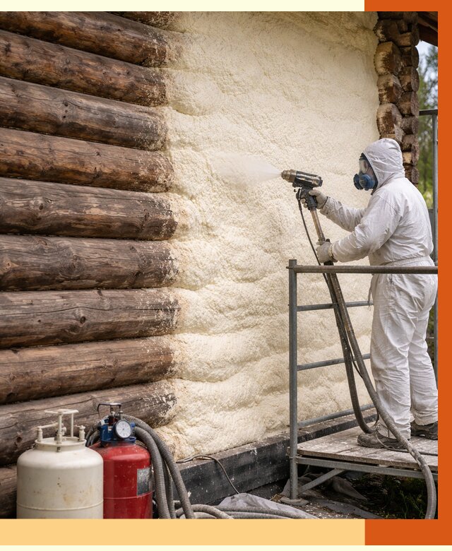 Утепление бревенчатого дома ППУ в белебее под ключ от 6376 руб. | ТепломастерБлб