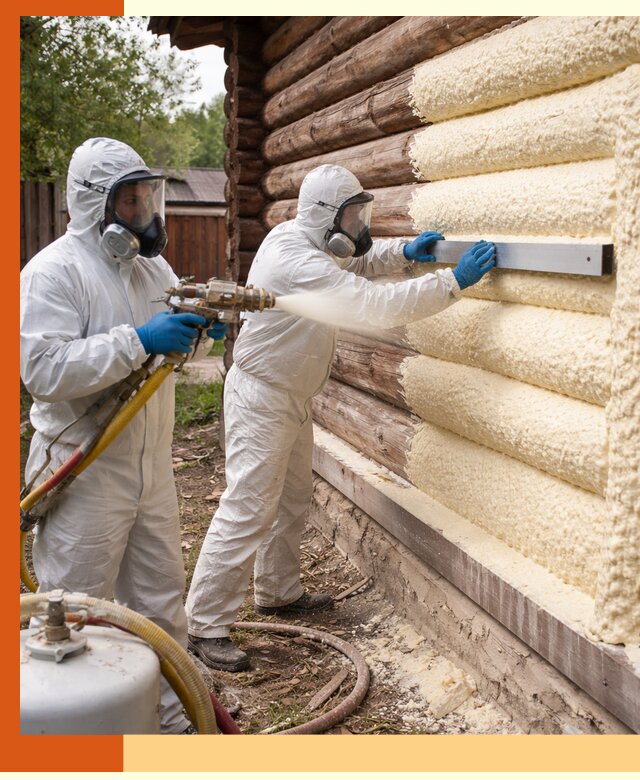 Утепление бревенчатого дома ППУ в белебее эффективной изоляцией