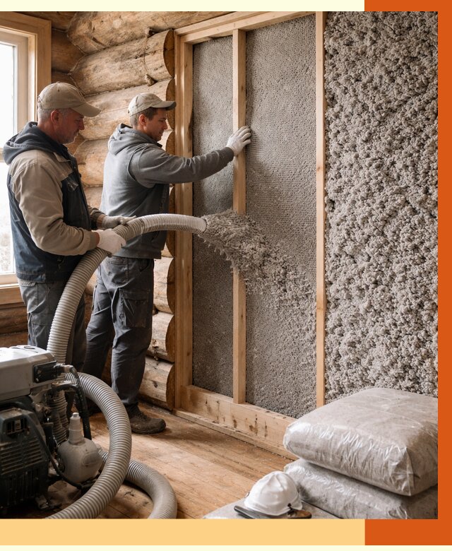 Утепление бревенчатого дома эковатой в белебее от 2805 руб. | ТепломастерБлб