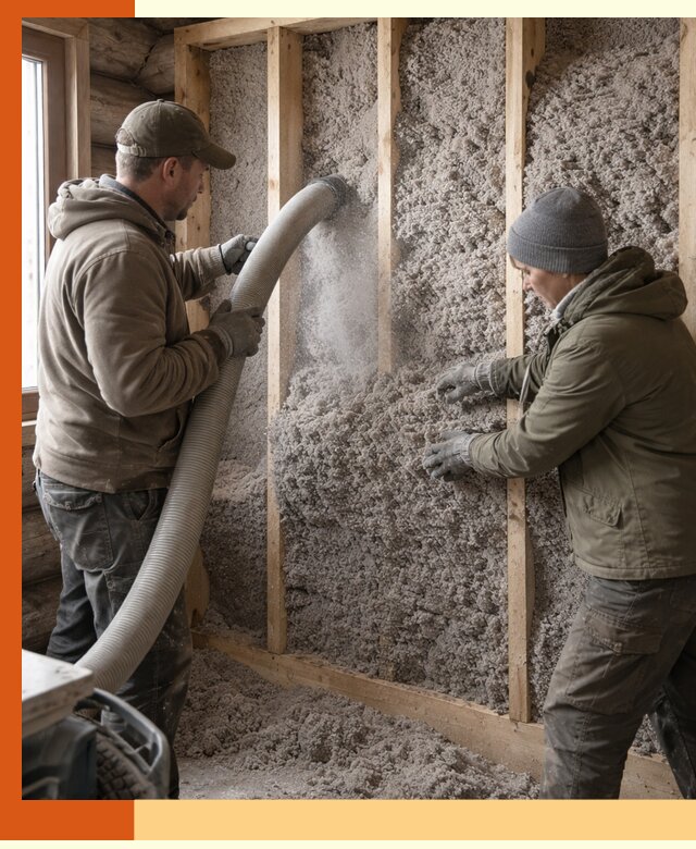 Утепление бревенчатого дома эковатой в белебее