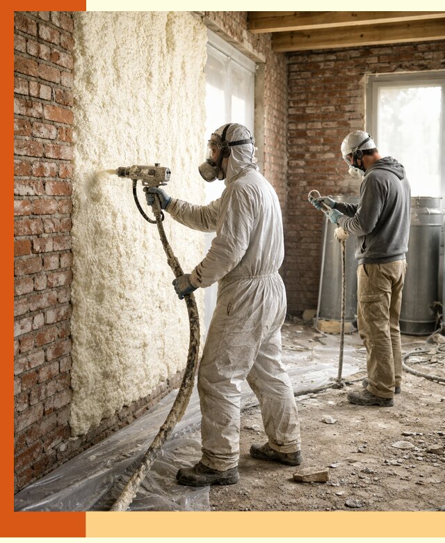 Утепление кирпичного дома пенополиуретаном в белебее