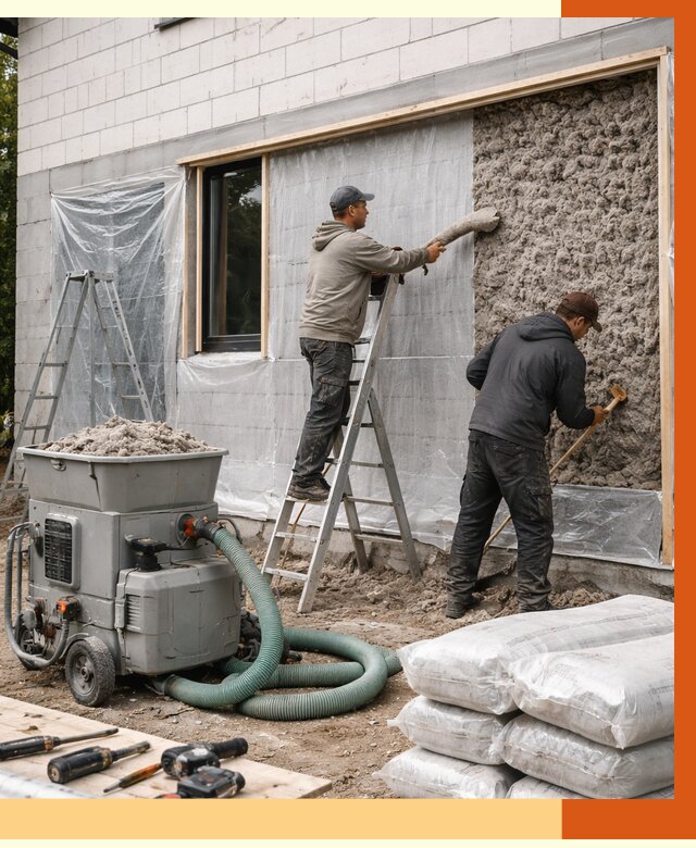 Утепление дома из газобетона эковатой в белебее от 4590 руб./м2 | ТепломастерБлб