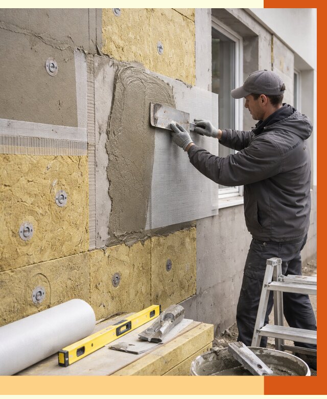 Утепление фасада под штукатурку в белебее от 4284 руб/м2 — монтаж пенопластом и минватой | ТепломастерБлб