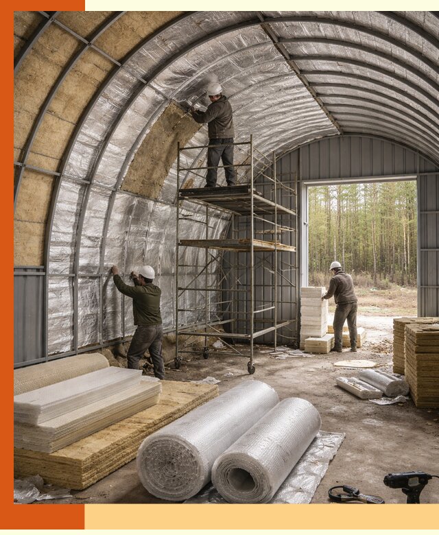 Утепление арочного ангара под ключ в белебее