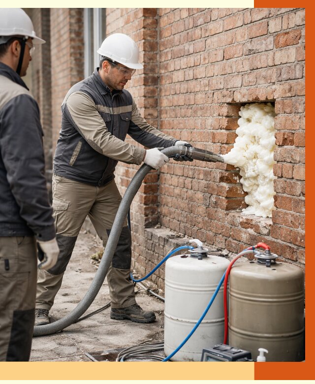 Заливка ППУ в пустоты кирпичной стены в белебее от 2805 руб. | ТепломастерБлб