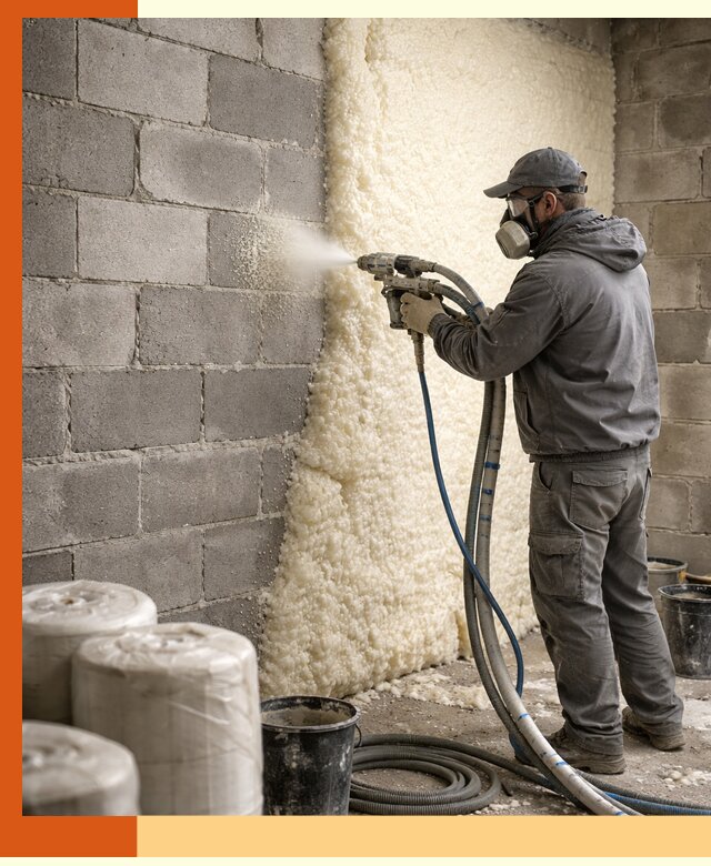 Утепление блочной стены ППУ в белебее качественно и надёжно