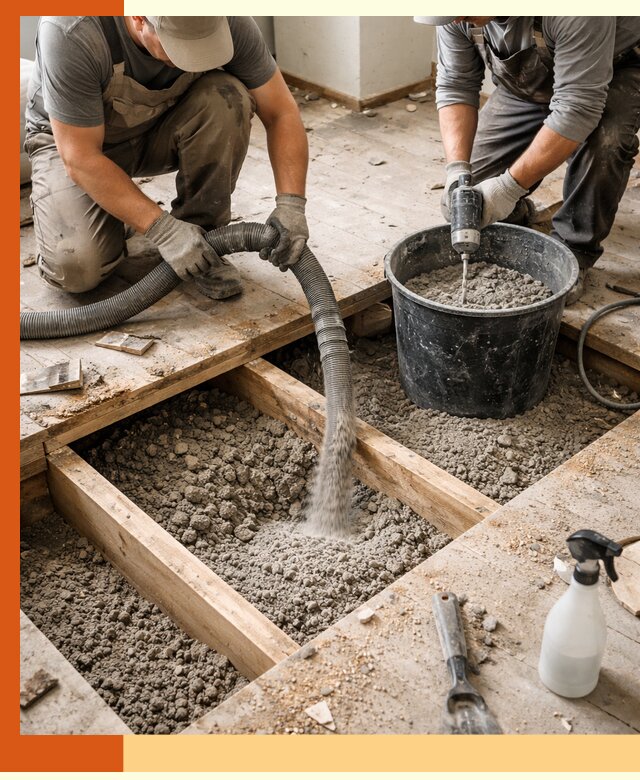 Заполнение пустот пола в белебее полиуретаном и пенополистиролом