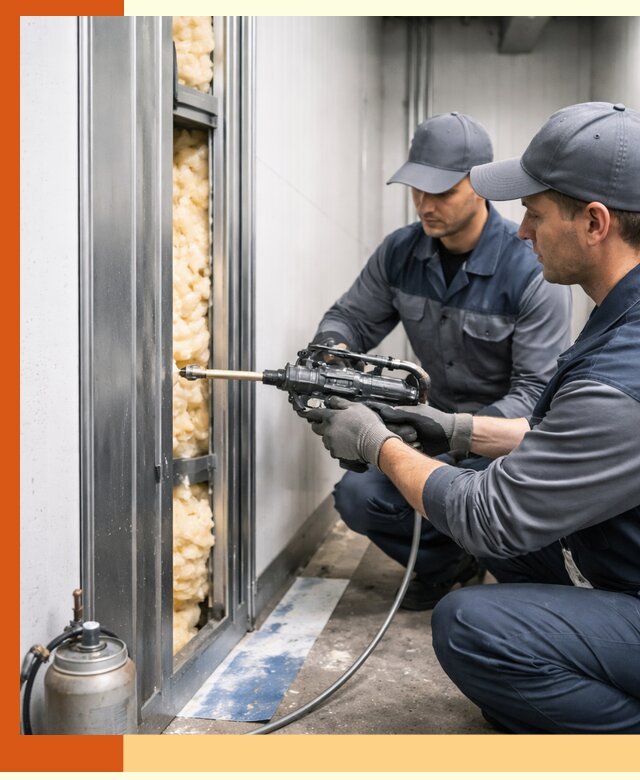 Заполнение пустот холодильных панелей в белебее специализированной пеной