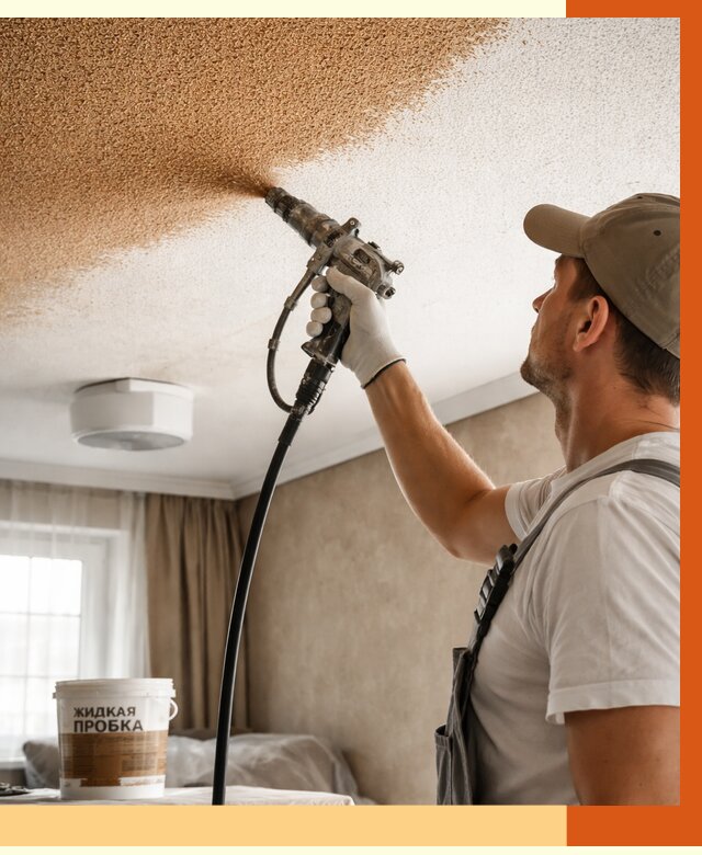 Утепление потолка жидкой пробкой в белебее от 3570 руб. | ТепломастерБлб