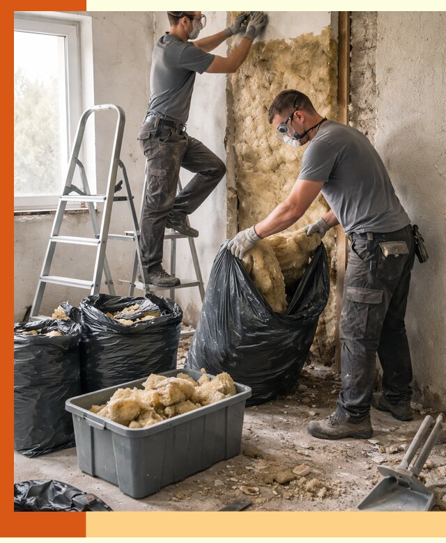 Демонтаж старого утеплителя и вывоз отходов в белебее